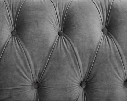 Chesterfield Sofa Velvet Upholstered Couch in 2 Seater or 3 Seater Fabric Sofa in Grey, Blue, Black, Green, Gold (2 Seater, Black)