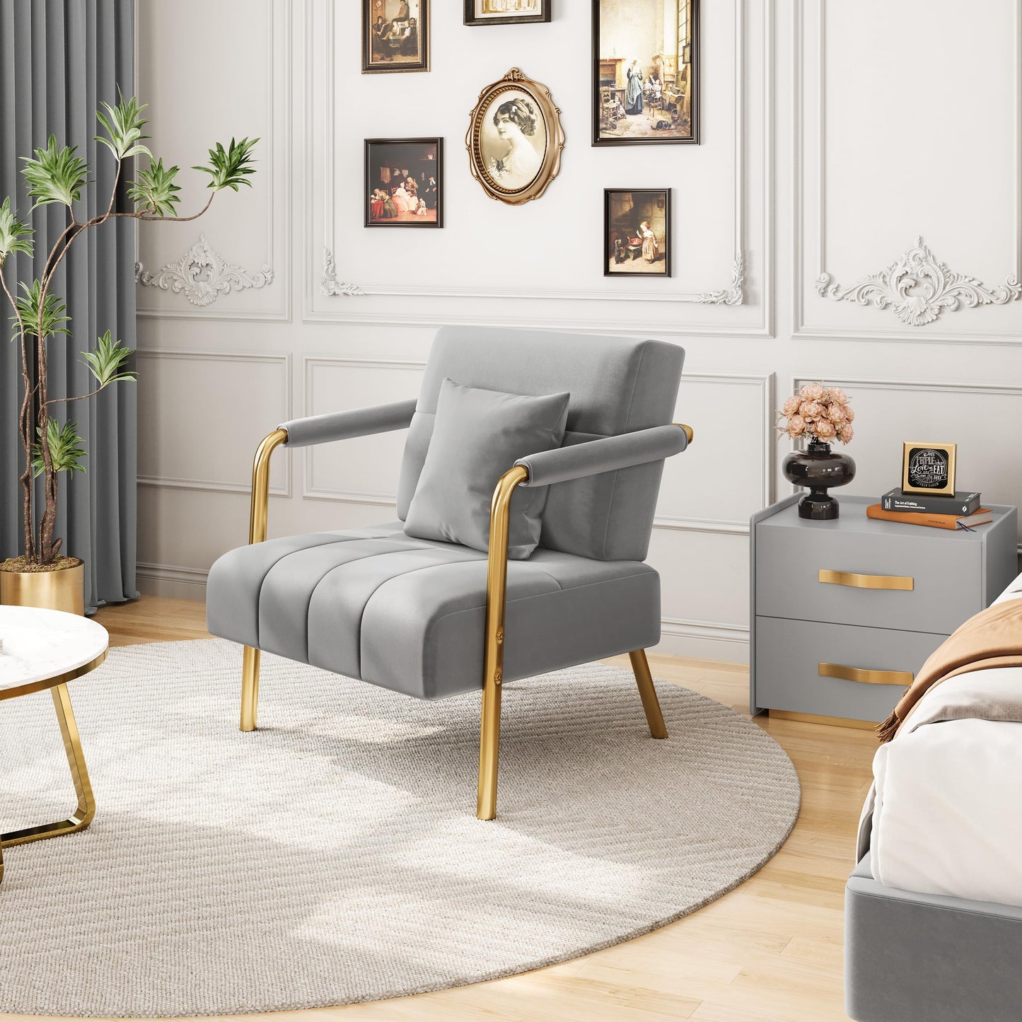 Yaheetech 2 Seater Modern Sofa Velvet Fabric Loveseat with Gold-tone Metal Arms and Legs for Bedroom, Home Office, Studio, Living Room Furniture Pink
