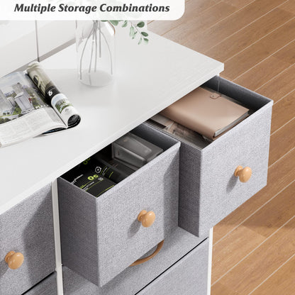Nicehill Dresser for Bedroom with 10 Drawers, Storage Drawer Organizer, Tall Chest of Drawers for Closet, Clothes, Kids, Baby, Living Room, Wood Board, Fabric Drawers(Black Wood Grain)