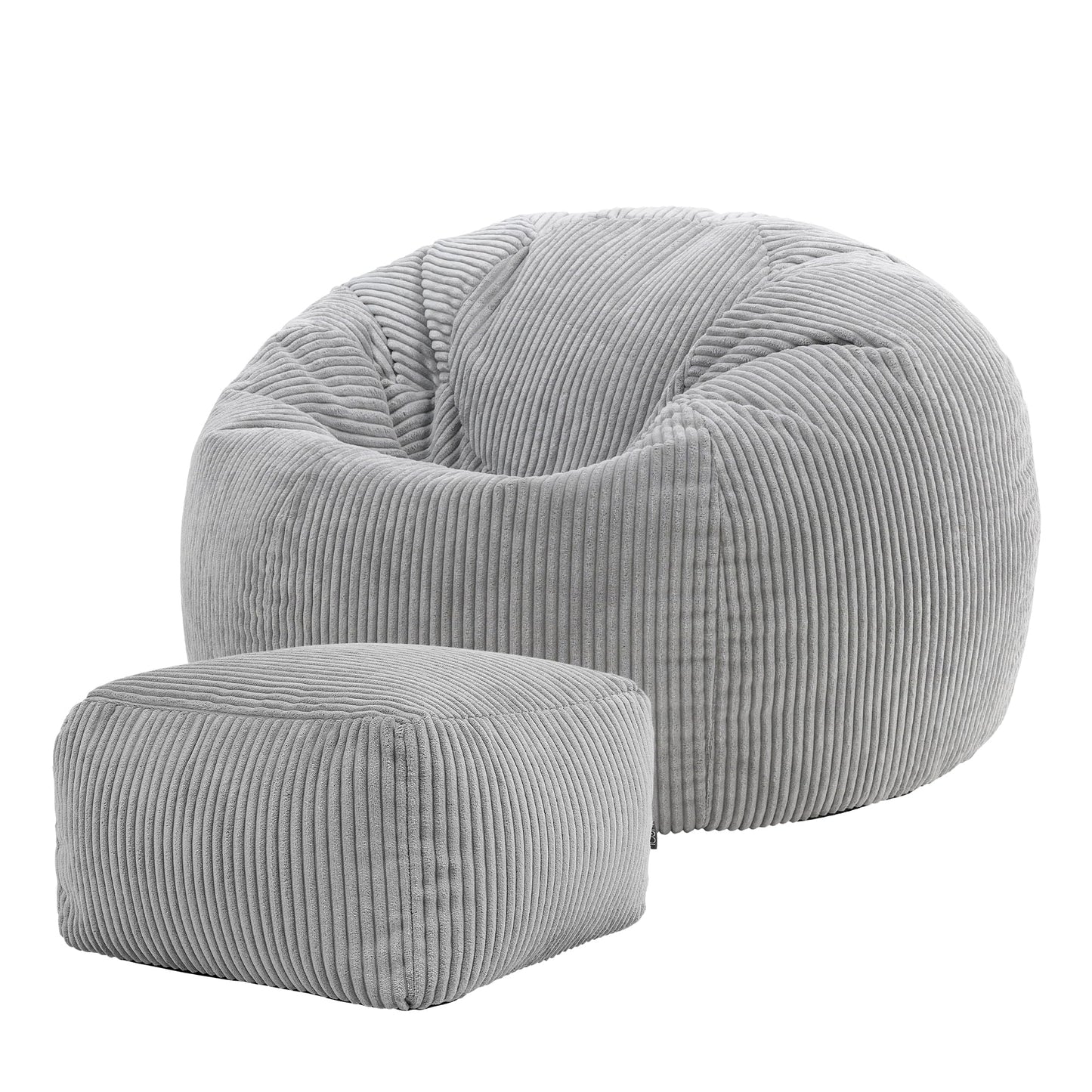 icon Kingston Cord Bean Bag, Beige, Large Adult Bean Bag Chair with Filling Included, Comfy Chair, Living Room Furniture, Bedroom Furniture