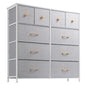 Nicehill Dresser for Bedroom with 10 Drawers, Storage Drawer Organizer, Tall Chest of Drawers for Closet, Clothes, Kids, Baby, Living Room, Wood Board, Fabric Drawers(Black Wood Grain)